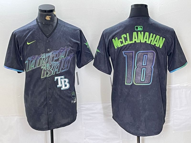 Men Tampa Bay Rays #18 McClanahan Nike MLB Limited City Connect Black 2024 Jersey style 1